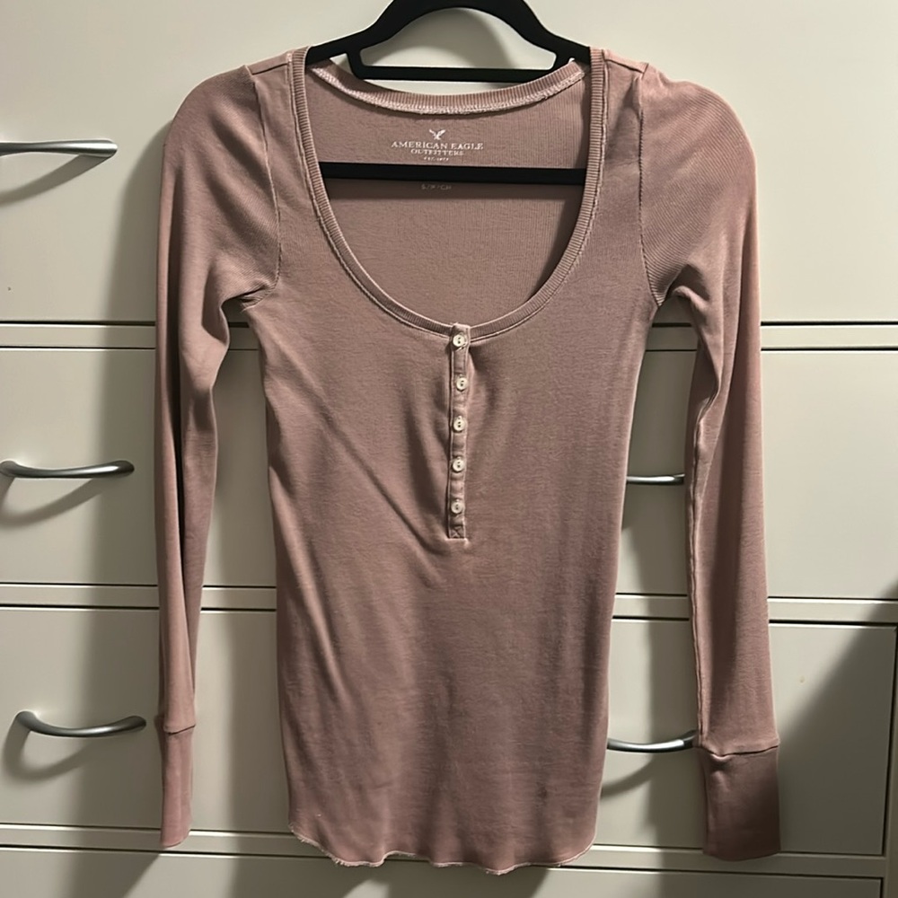 Longsleeve ribbed Henley top